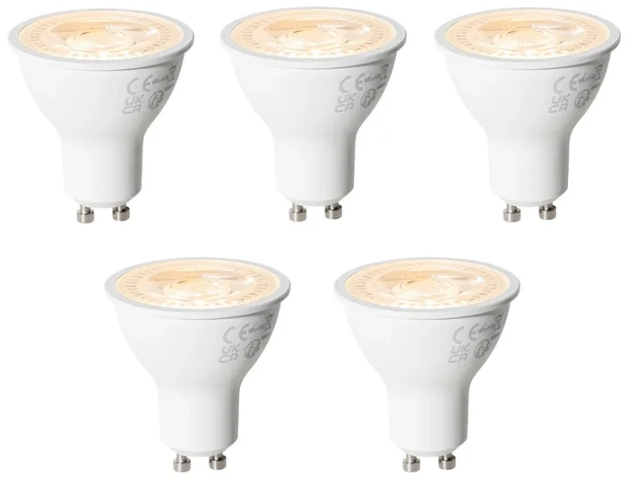 Sada 5 stmívatelných LED žárovek GU10 6W, 430 lm, 2000–6000K