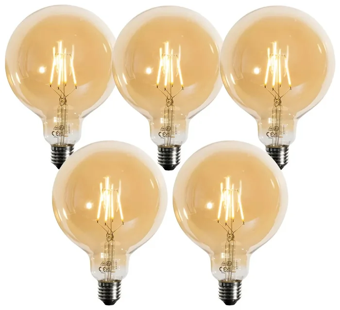 Sada 5 stmívatelných zlatých LED žárovek G125 4,9W E27