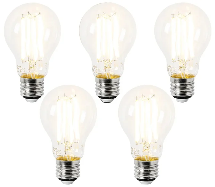 Sada 5 úsporných LED žárovek E27 A60 3,8 W s vysokým světelným výkonem