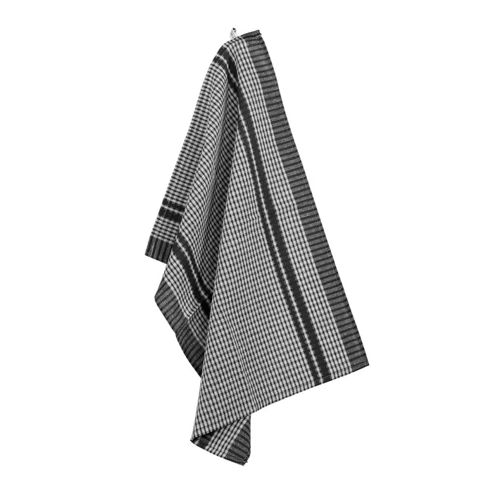Sada 6 černých bavlněných utěrek Tiseco Home Studio Waffle 50x70 cm