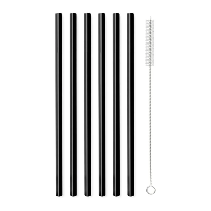 Sada 6 černých skleněných brček 20 cm Vialli Design