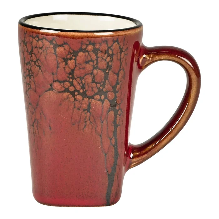 Sada červených keramických espressových hrnků 4 ks 100 ml