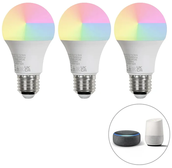 Sada chytrých RGBW LED žárovek E27 A60 8,5W 806lm