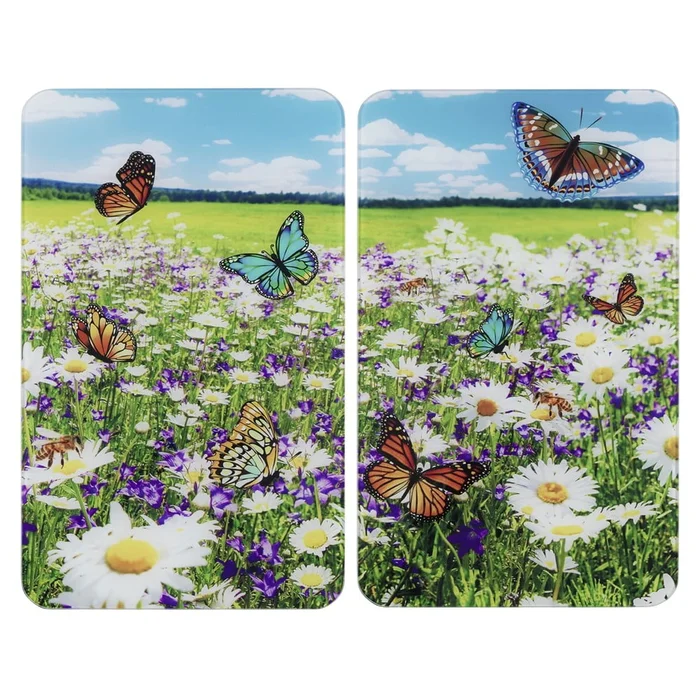 Sada krytů na sporák z tvrzeného skla 2 ks 52x30 cm Summer Meadow