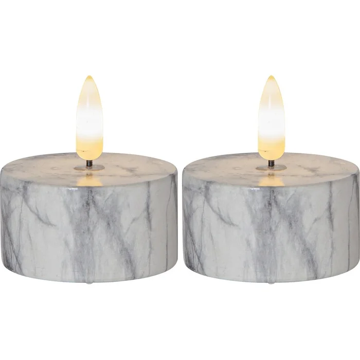 Sada LED svíček Flamme Marble, 2 kusy, výška 6 cm