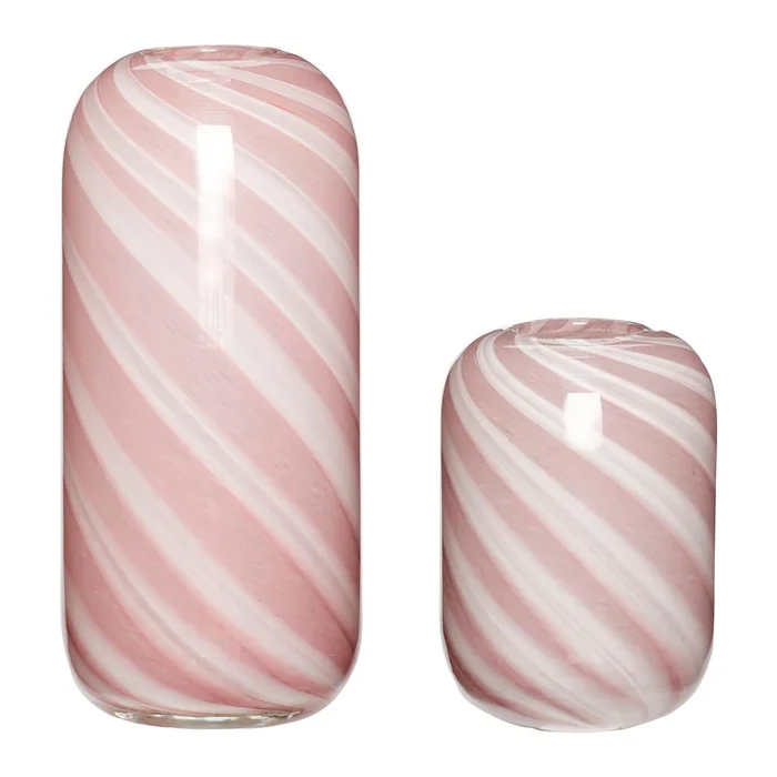 Sada růžovo-bílých skleněných váz Hübsch Candy