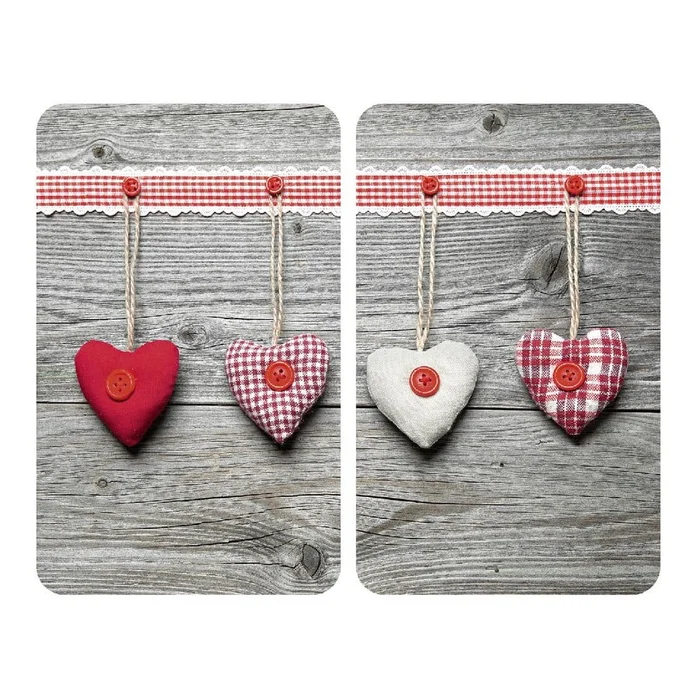 Sada skleněných krytů na sporák Wenko Heart 52x30 cm