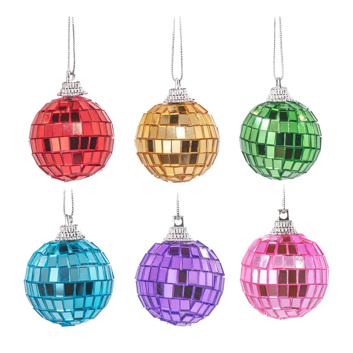 Sada skleněných vánočních ozdob Mirror Disco 6 ks