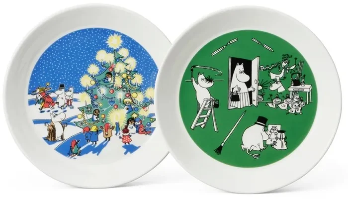 Sada talířů Moomin Christmas & Drawing 19cm, 2 kusy