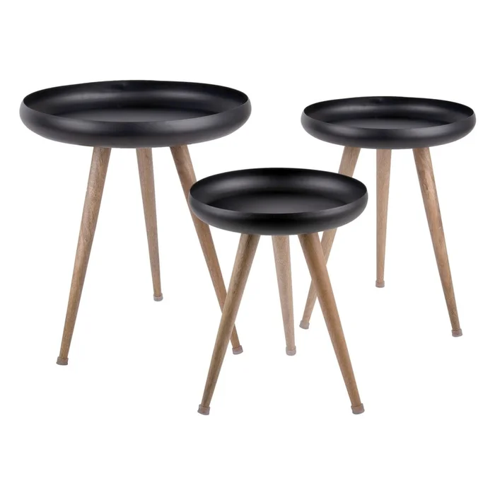 Sada tří kovových odkládacích stolků Tripod