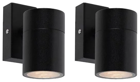 Sada venkovních nástěnných lamp z nerezové oceli, černé, IP44 – 2 kusy