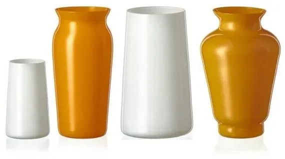 Sada žlutých a porcelánových mini váziček Crystalex