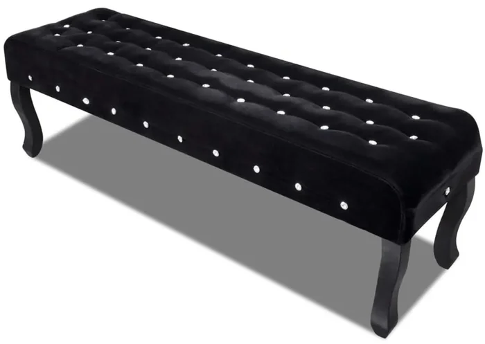 Sametová lavice s křišťálovými knoflíky černá