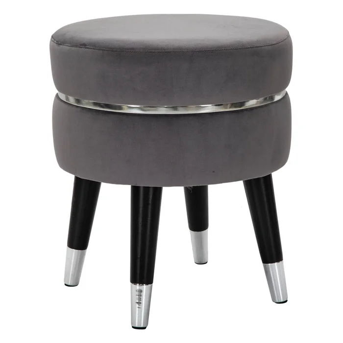 Sametová podnožka Paris v šedé barvě