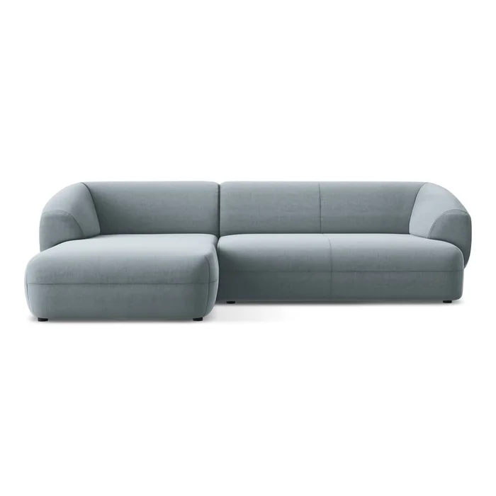 Sametová rohová pohovka Moana – levý roh, světle modrá