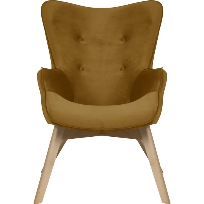 Sametové křeslo Niko v hořčicové barvě