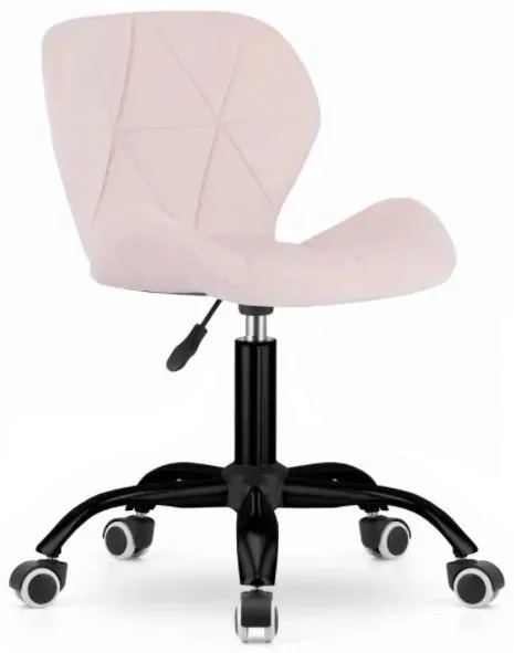 Sametové otočné křeslo Manhattan růžové s černou konstrukcí