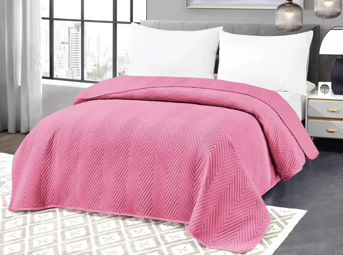 Sametový přehoz na postel ARROW VELVET růžový 200x220 cm