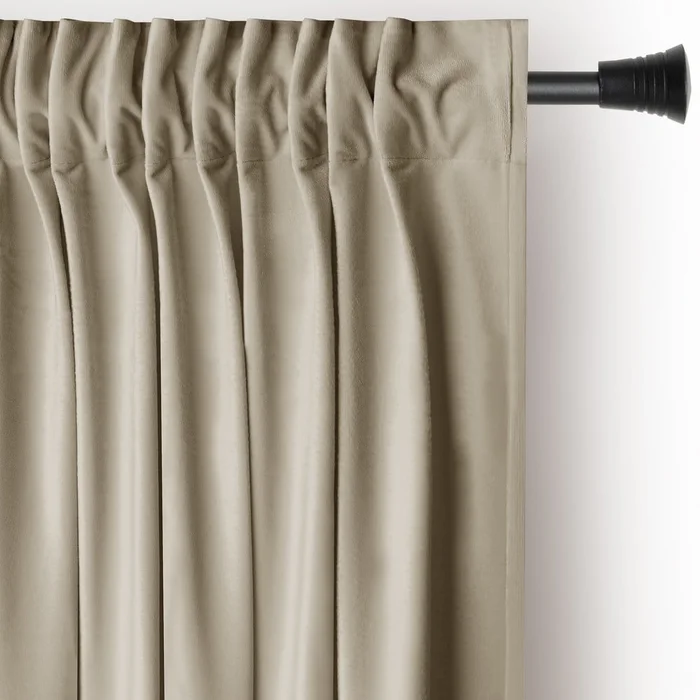 Sametový závěs Pleat 140x245 cm hnědý/béžový