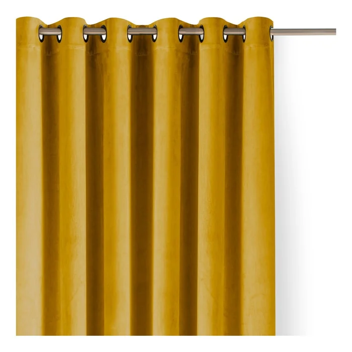 Sametový závěs Velto 530x175 cm hořčicová