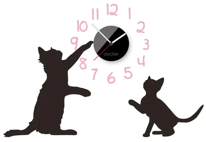 Samolepící dětské hodiny Kittens s motivem černých koťat