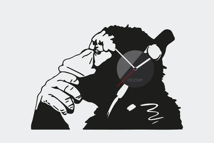 Samolepící hodiny Monkey s černým ciferníkem