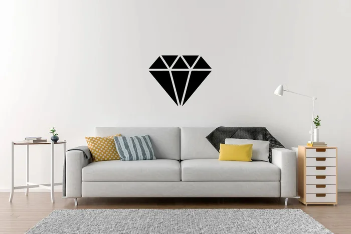 Samolepka Diamant na zeď 30x24 cm Černá