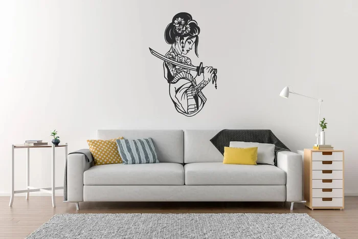Samolepka Geisha válečnice Černá 30x54 cm