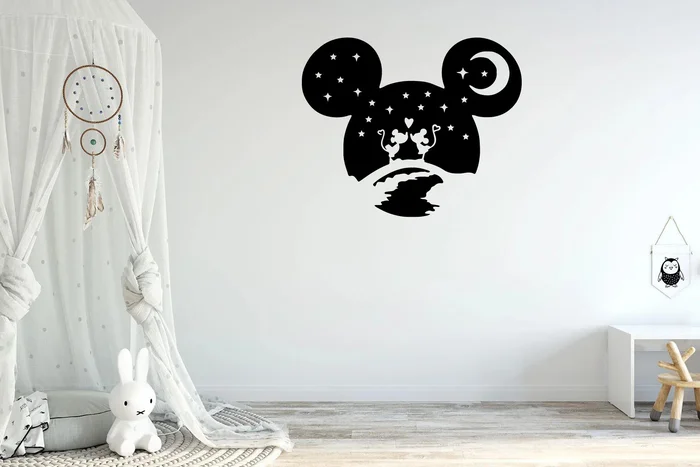 Samolepka Mickey Mouse s hvězdnou oblohou - zelená