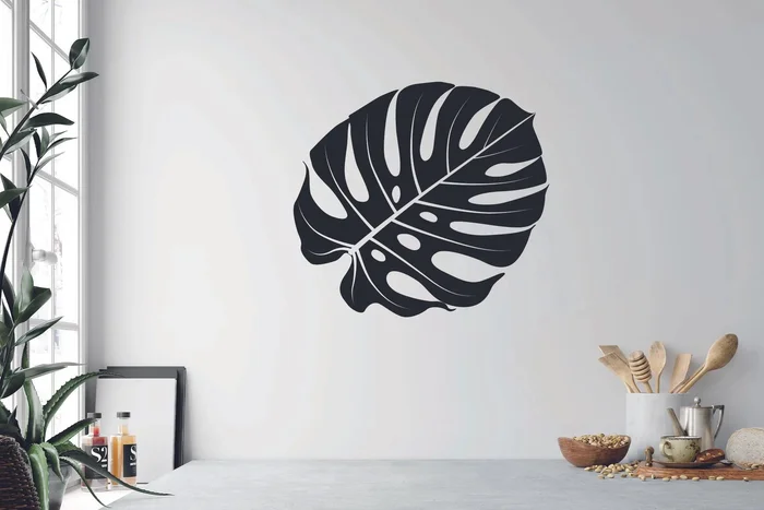 Samolepka Monstera list černá 30x27 cm