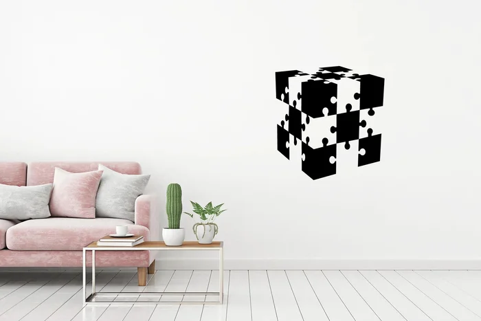 Samolepka na zeď 3D Kostka Černá 40x42cm