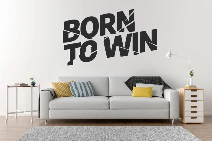Samolepka na zeď Born to Win Černá 30x18 cm
