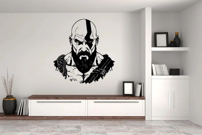 Samolepka na zeď God of War – Kratos, 50x53 cm, Černá