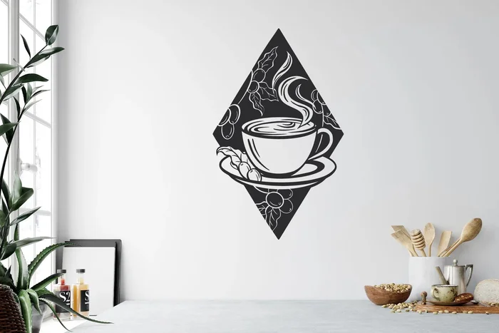 Samolepka na zeď Káva černá 35x56 cm