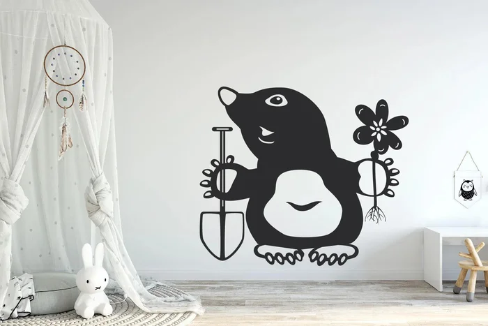 Samolepka na zeď Krteček Černá 40x34cm