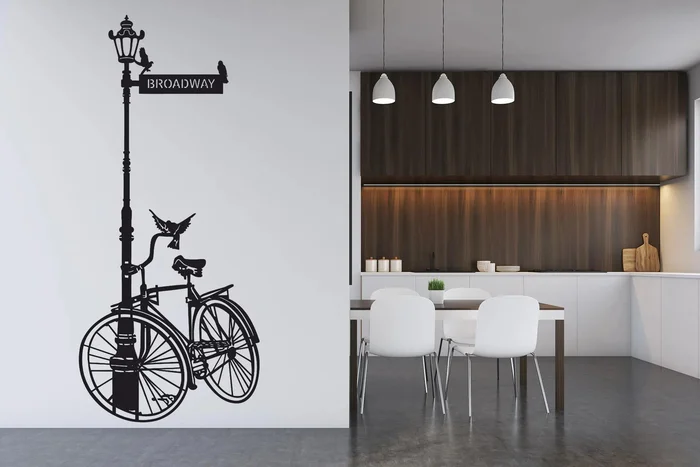 Samolepka na zeď Lampa a Kolo 40x90 cm Černá