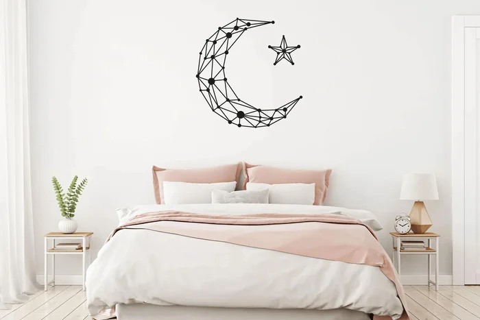 Samolepka na zeď Měsíc - geometrický design 60x62 cm černá