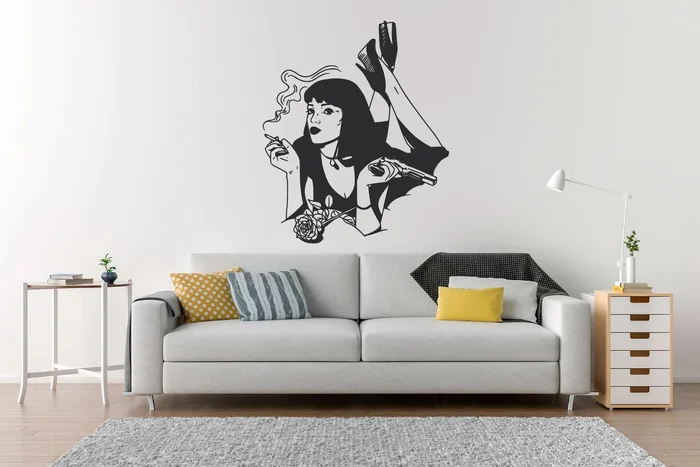 Samolepka na zeď Pulp Fiction Mia Černá 50x60cm