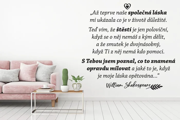 Samolepka na zeď Shakespeare - citát, 80x74cm, černá