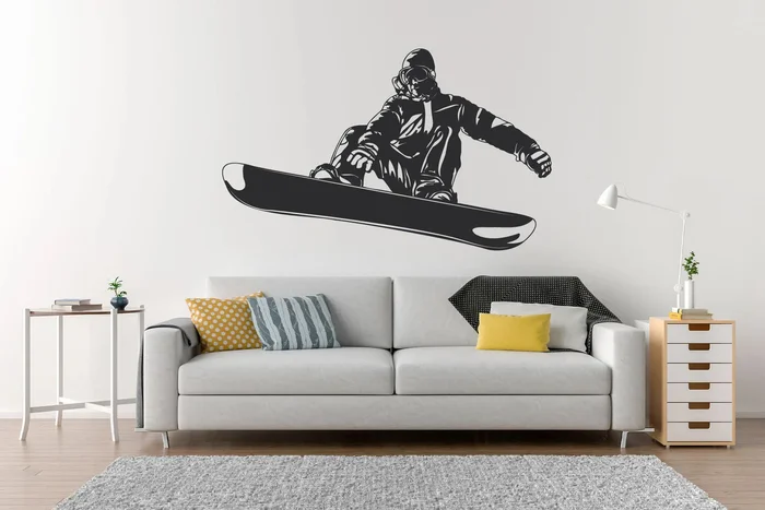 Samolepka na zeď Snowboardista 60x37cm Černá