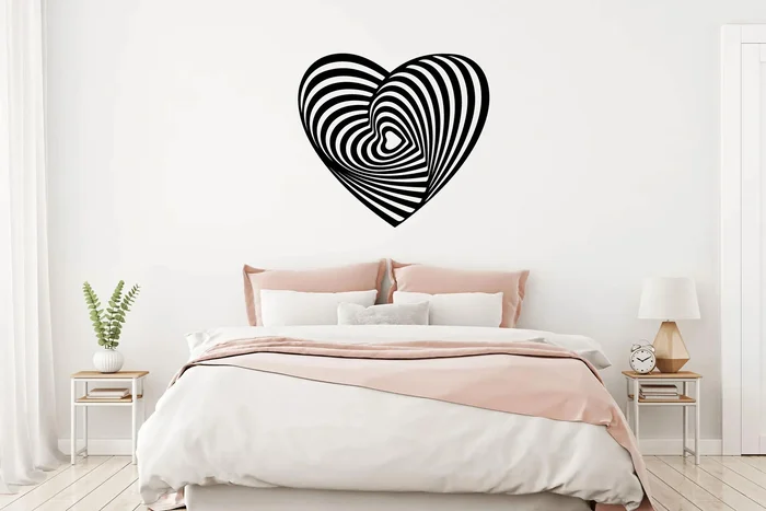 Samolepka na zeď Srdce - abstraktní design 45x41 cm černá