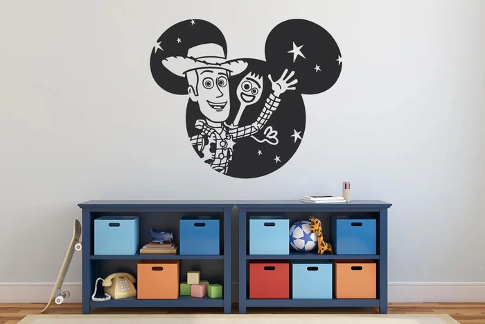 Samolepka na zeď Toy Story - Woody Černá 50x41cm