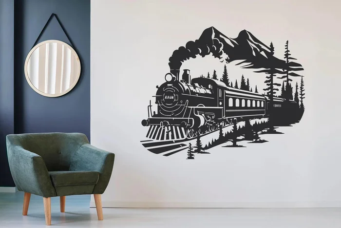 Samolepka na zeď Vlak 60x48 cm Černá