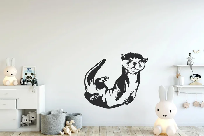 Samolepka na zeď Vydra Černá 40x35cm