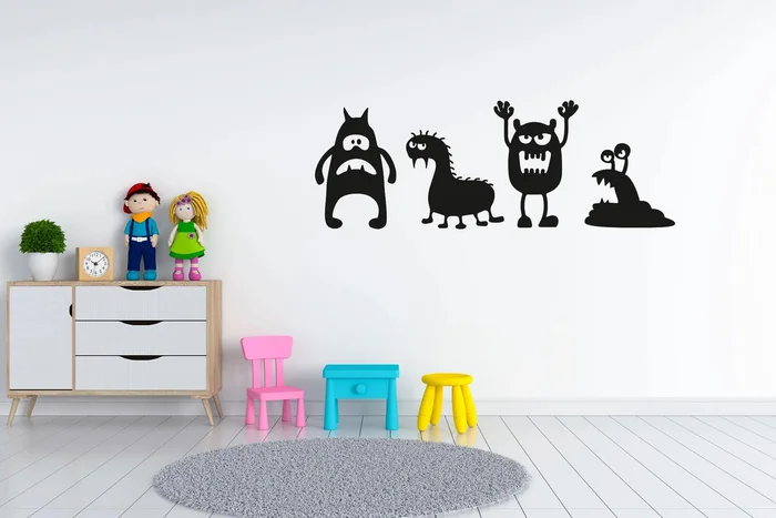 Samolepka Příšerky s.r.o - 4 postavy, 75x27cm, světle zelená