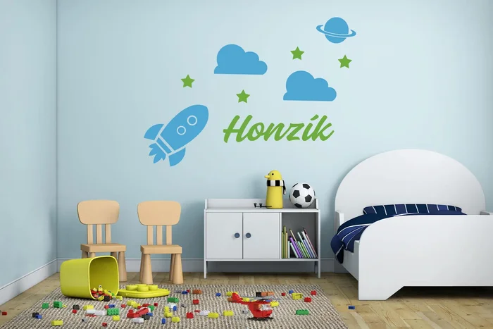 Samolepka Raketa s jménem pro kluky