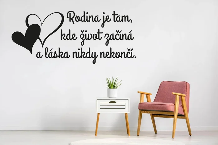 Samolepka Rodina je tam Černá 60x26cm