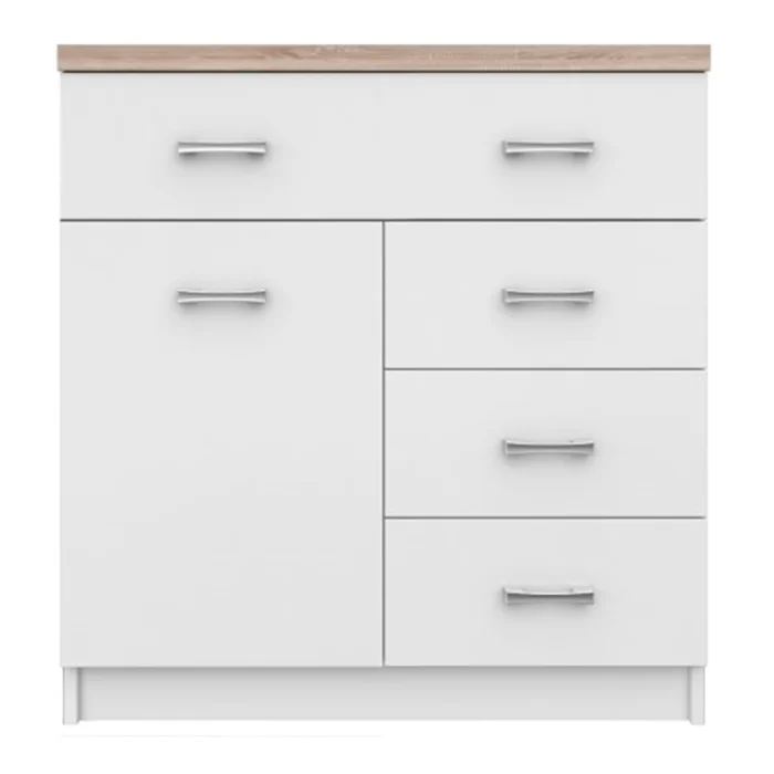 SANGIR Komoda 1D4S 80x85x33 cm – bílá/dub sonoma