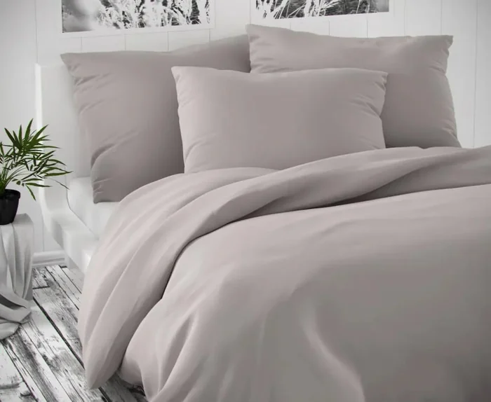 Saténové povlečení Luxury Collection 140x220/70x90 světle šedé