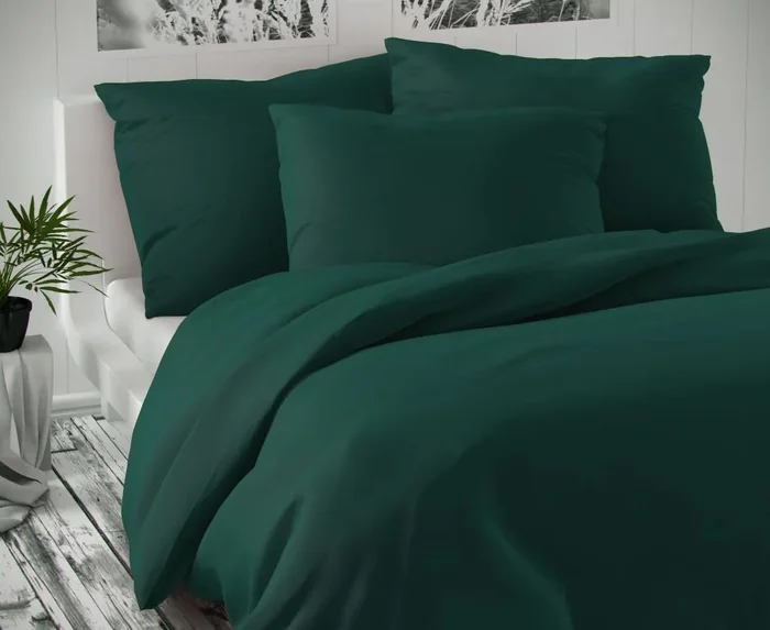 Saténové povlečení Luxury Collection tmavě zelené 240x200 + 70x90 cm